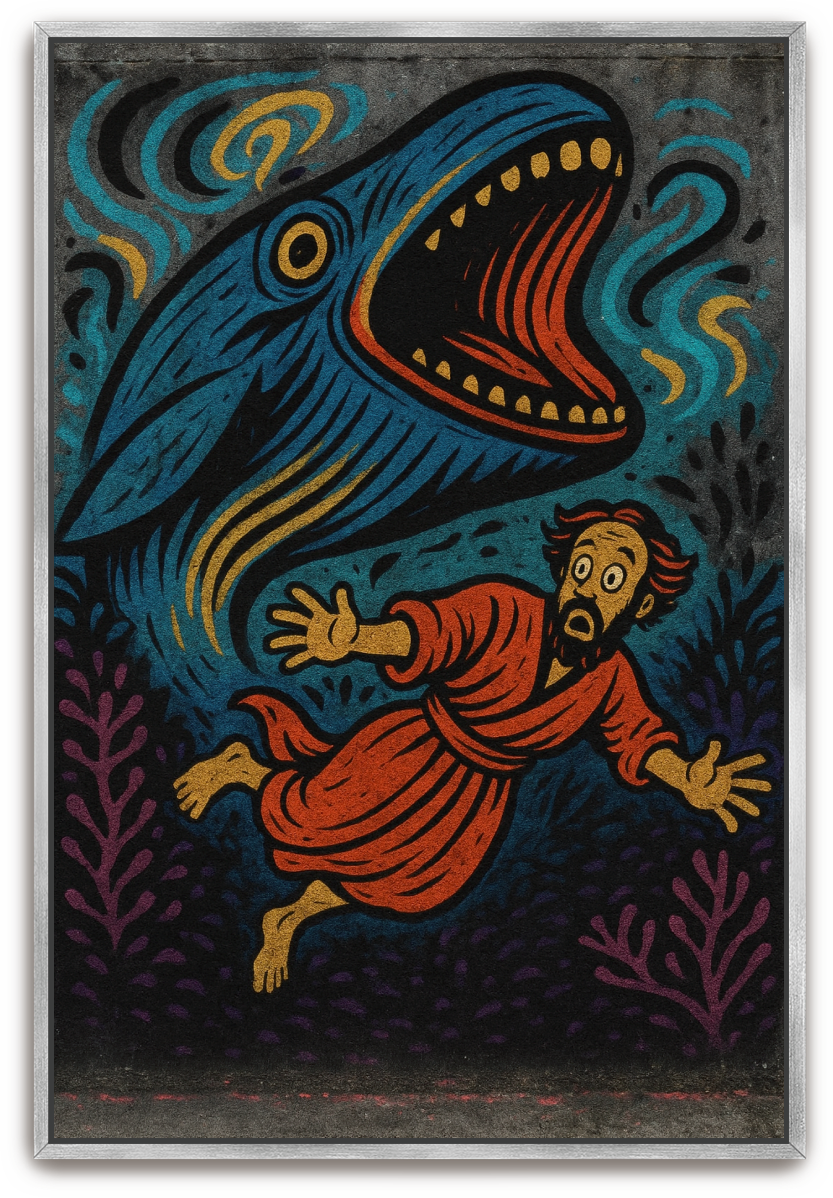 Jonah Pursued - Street Art - Scriptures Illustrated