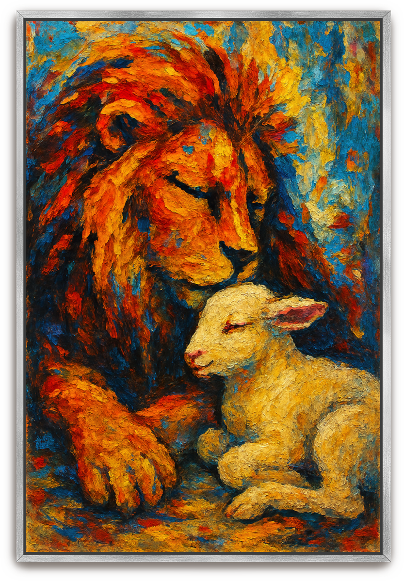 Lion and Lamb - Abstract Expressionism - Scriptures Illustrated