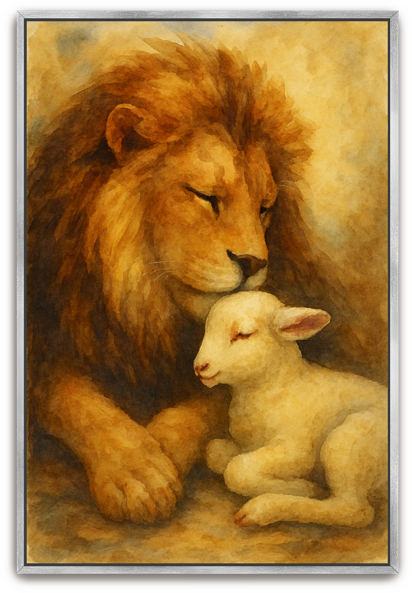Lion and Lamb - Watercolor - Scriptures Illustrated