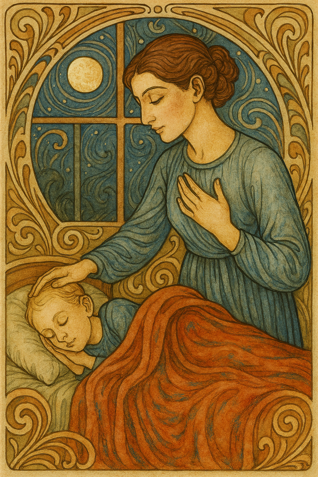 A Mother's Prayer - Art Nouveau - Scriptures Illustrated