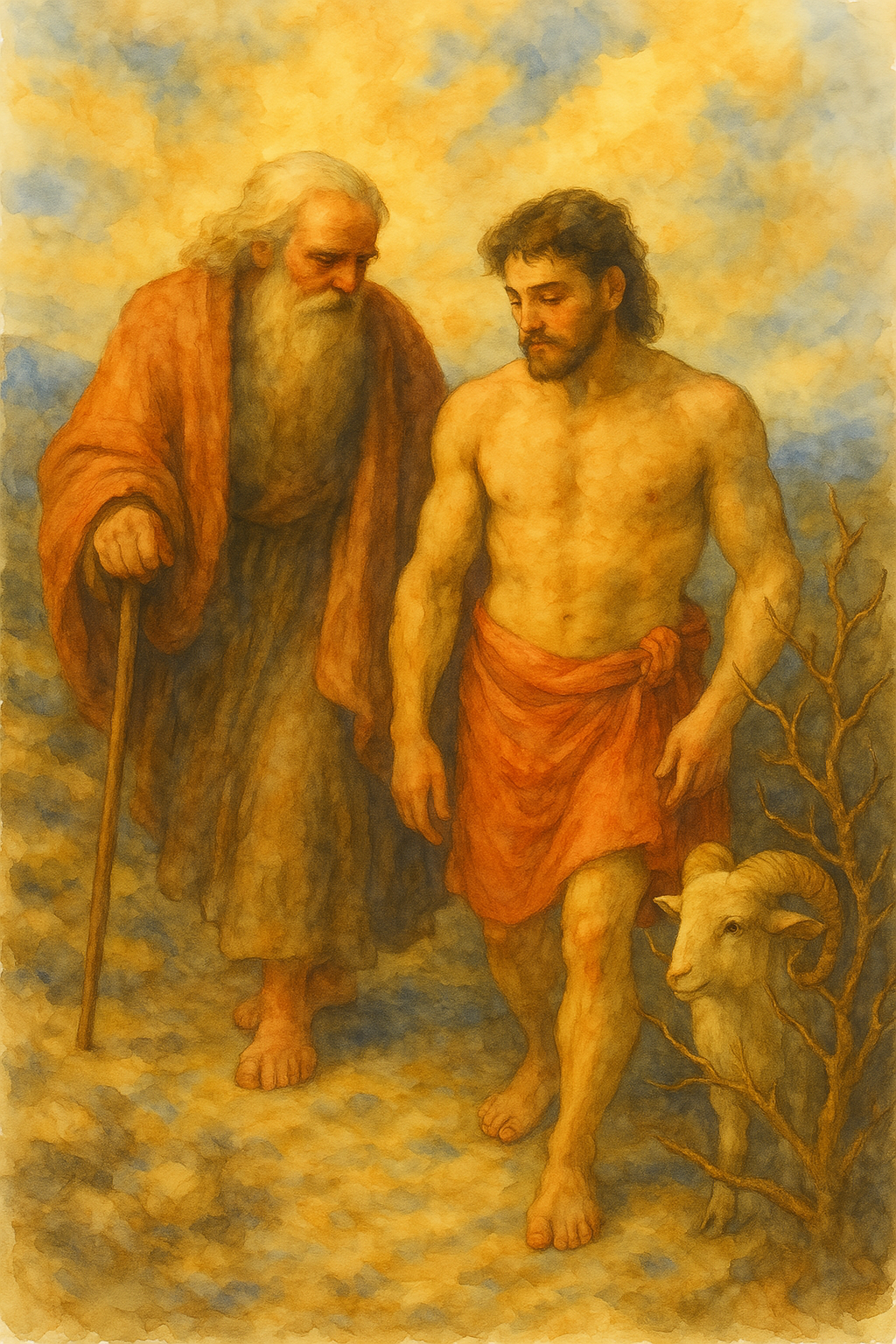 Abraham and Isaac - Watercolor - Scriptures Illustrated