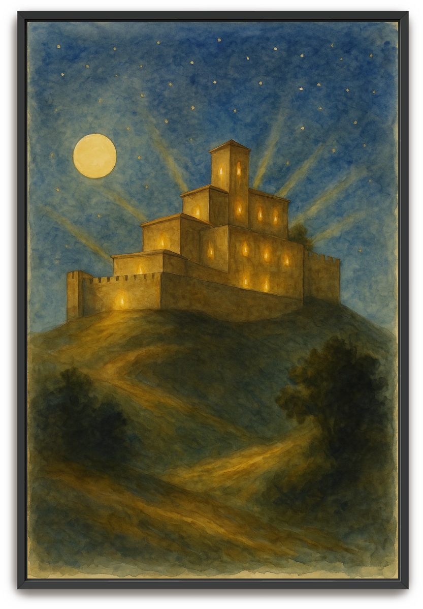 City on a Hill - Watercolor - Scriptures Illustrated