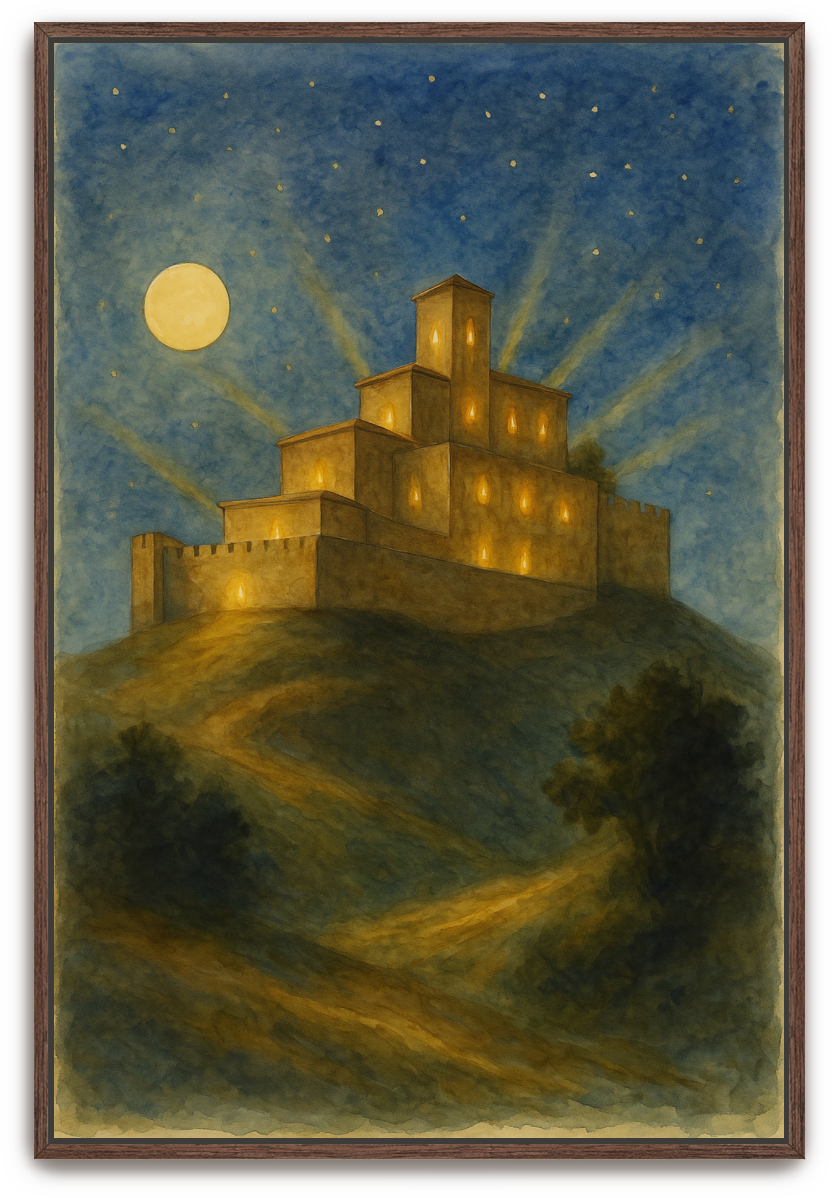 City on a Hill - Watercolor - Scriptures Illustrated