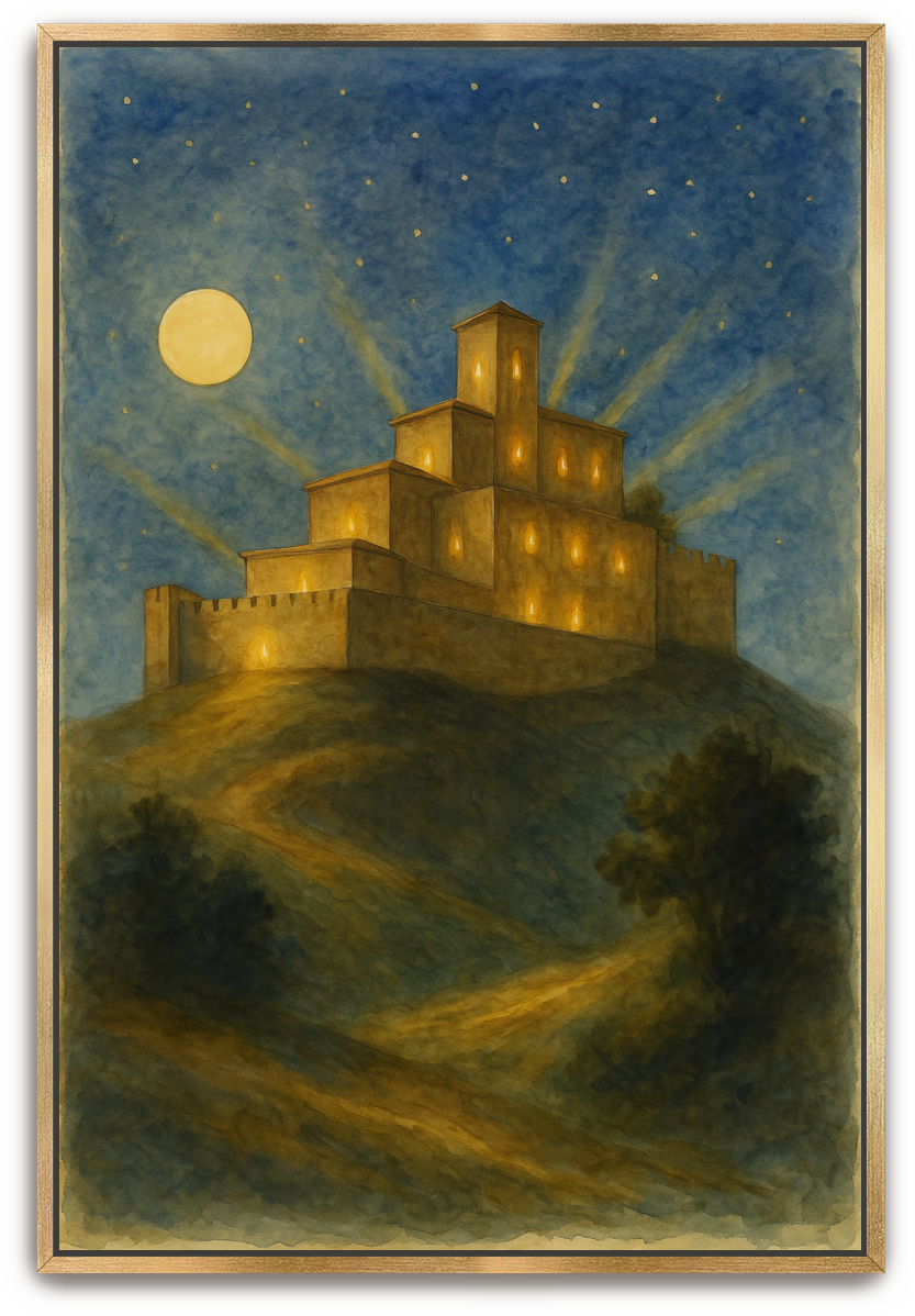 City on a Hill - Watercolor - Scriptures Illustrated