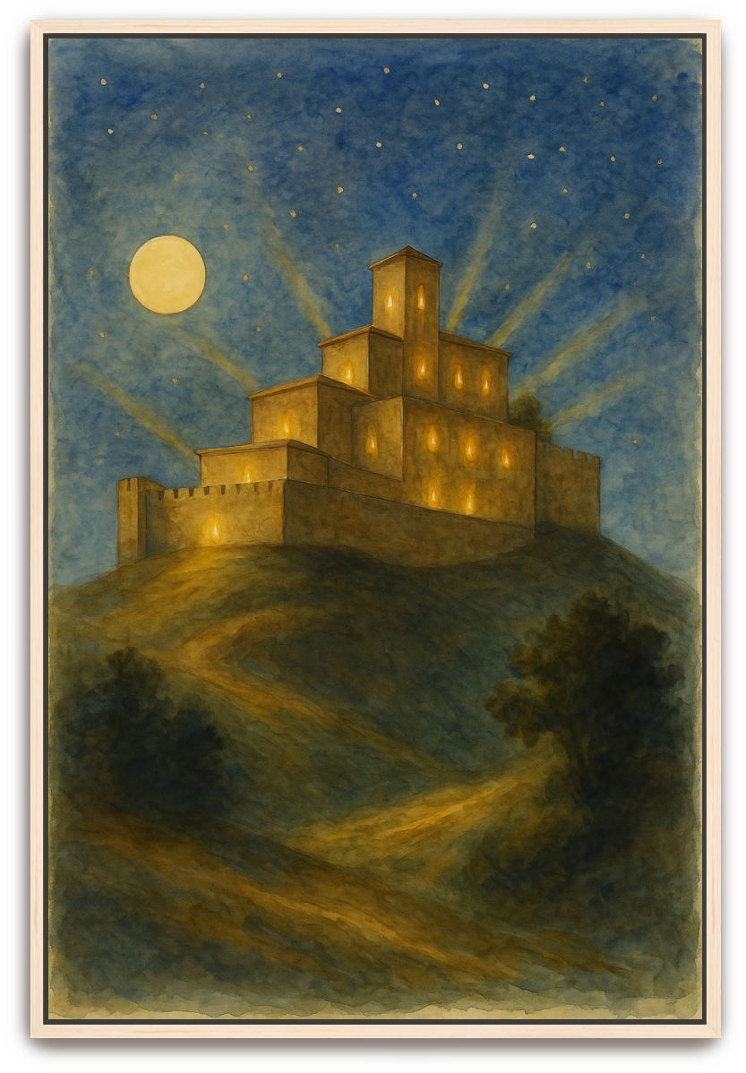 City on a Hill - Watercolor - Scriptures Illustrated