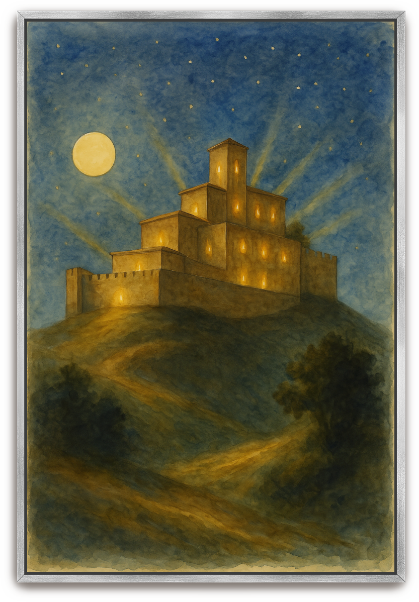 City on a Hill - Watercolor - Scriptures Illustrated