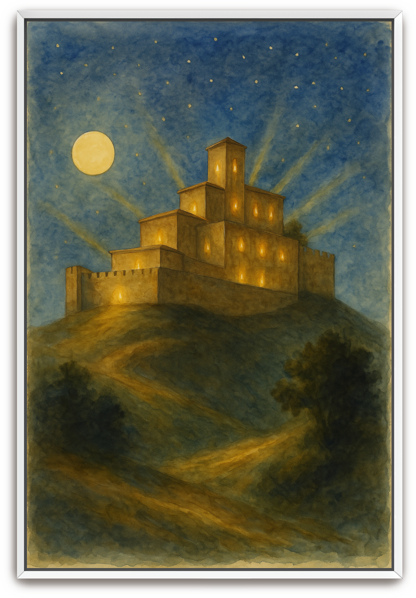 City on a Hill - Watercolor - Scriptures Illustrated