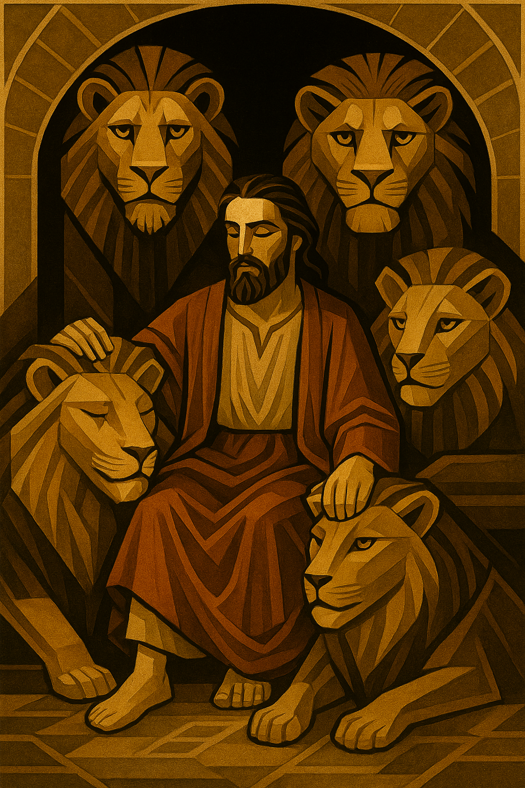 Daniel in the Den - Art Deco - Scriptures Illustrated