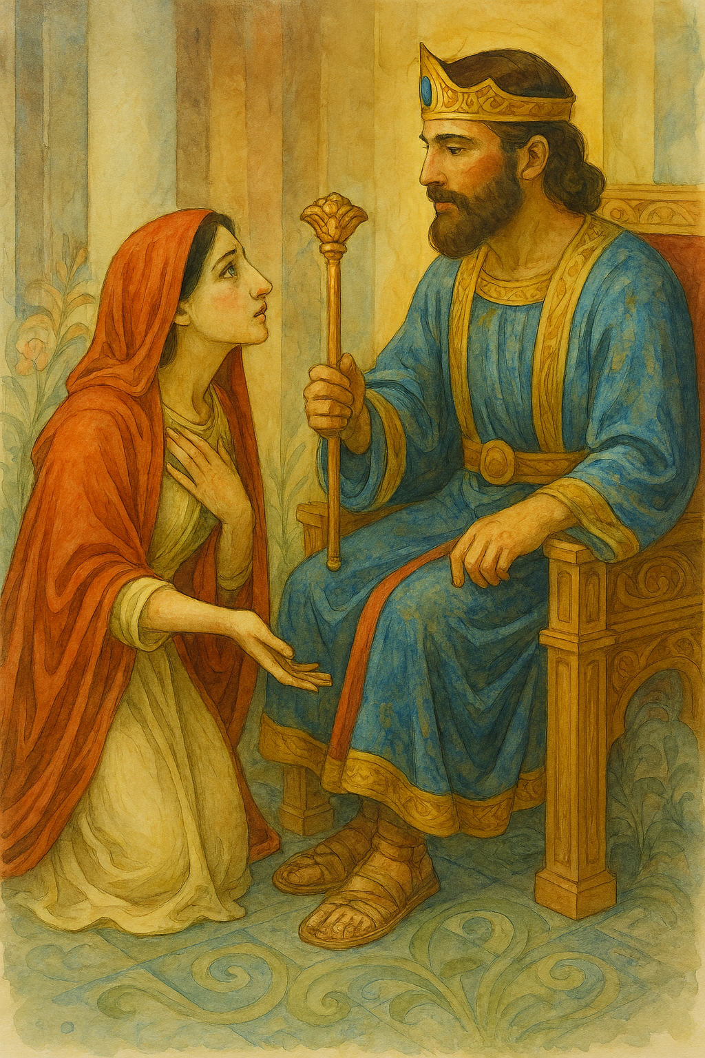 Esther's Plea - Watercolor - Scriptures Illustrated