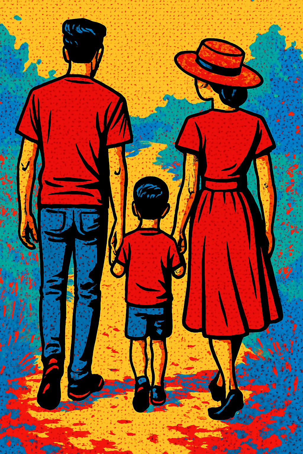 Family Walk - Pop Art - Scriptures Illustrated