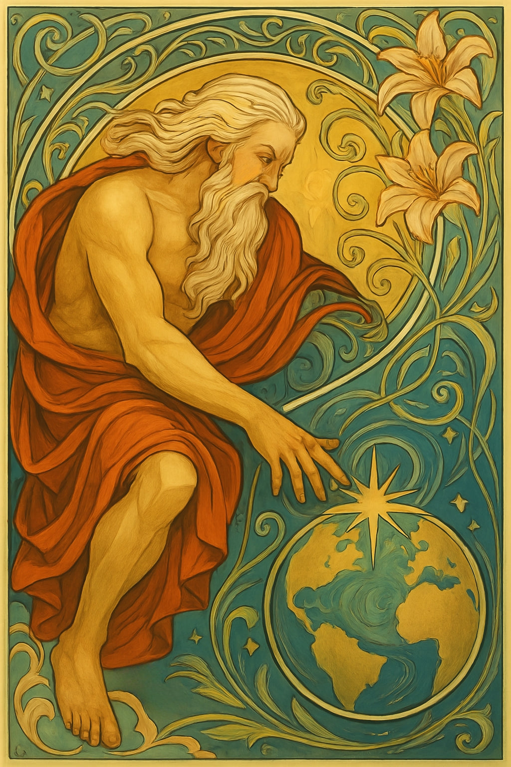 God Creates - Art Nouveau - Scriptures Illustrated