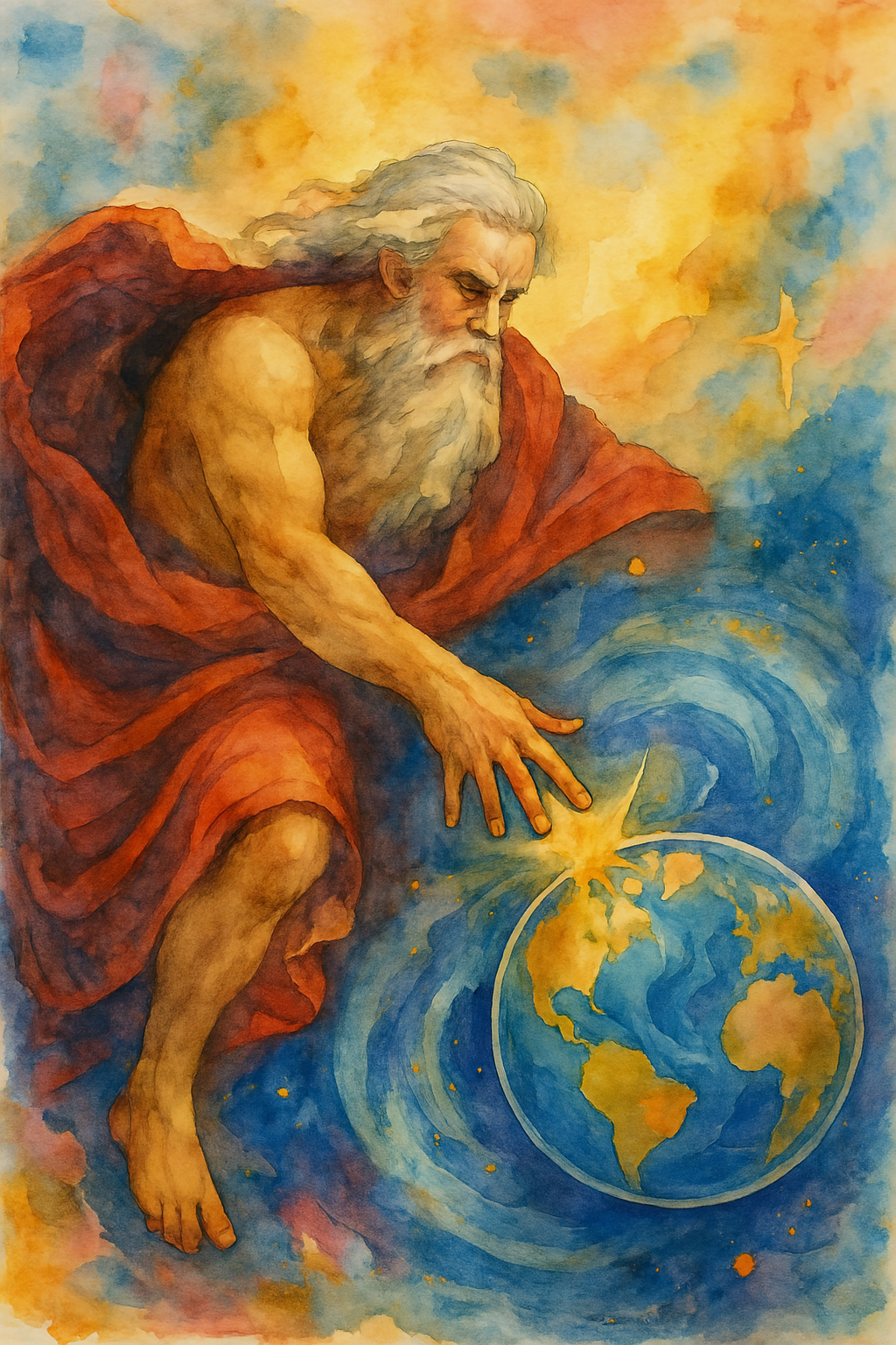 God Creates - Watercolor - Scriptures Illustrated
