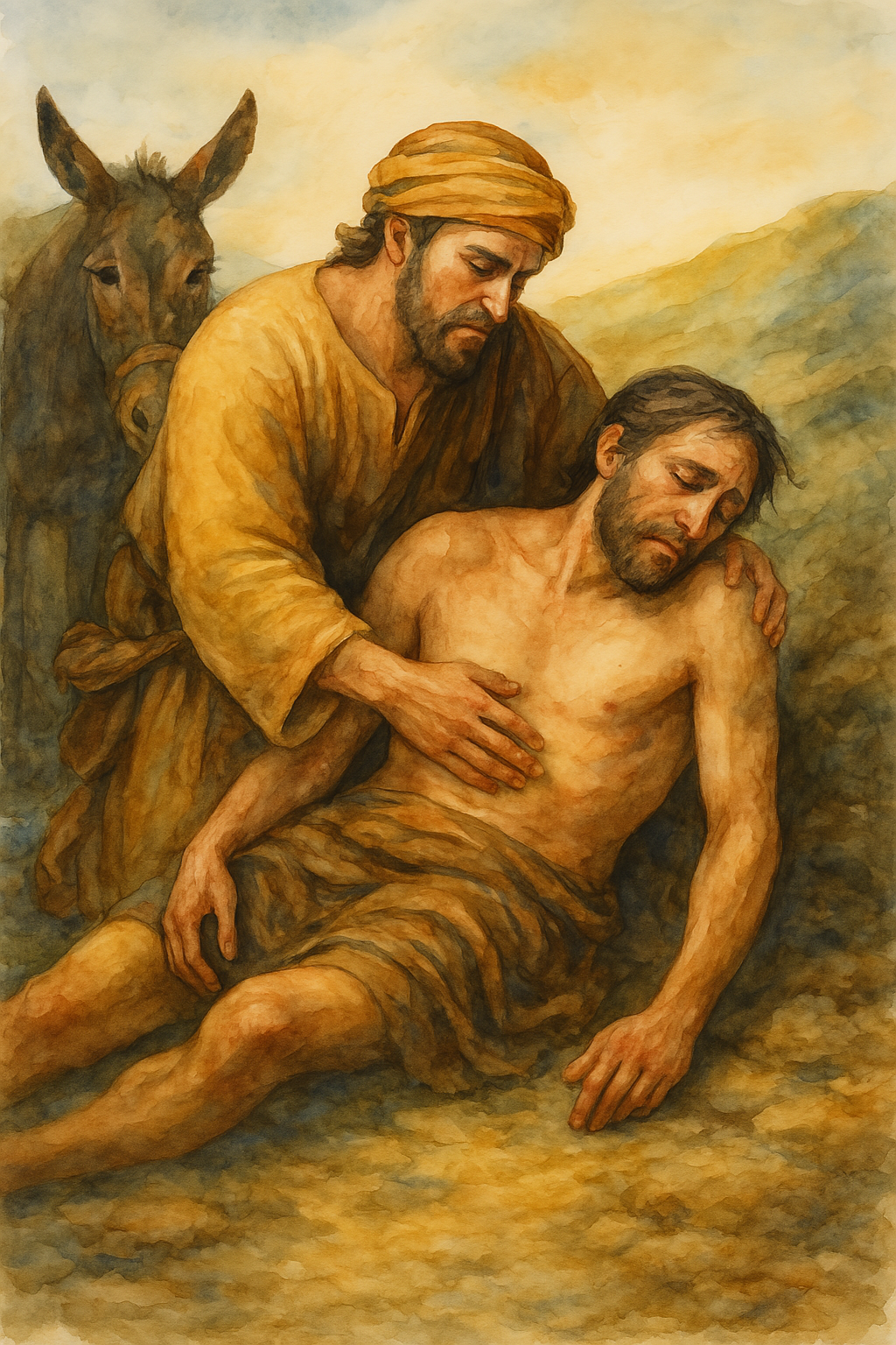 Good Samaritan - Watercolor - Scriptures Illustrated