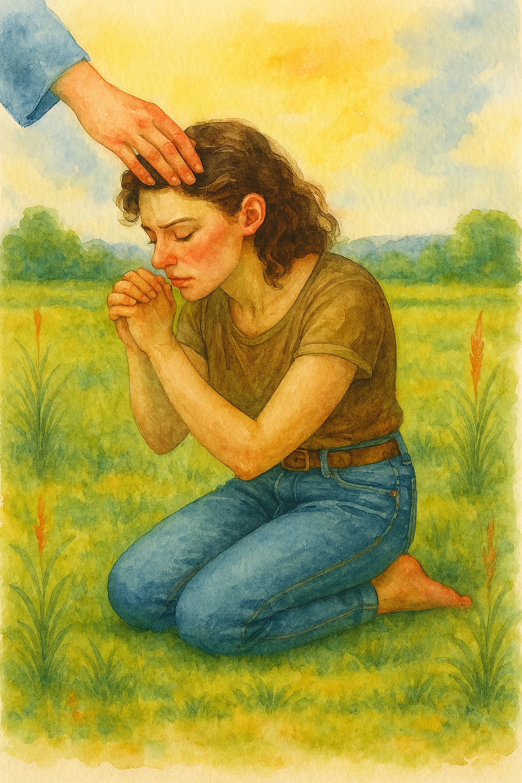 Humbled Prayer 2 - Watercolor - Scriptures Illustrated