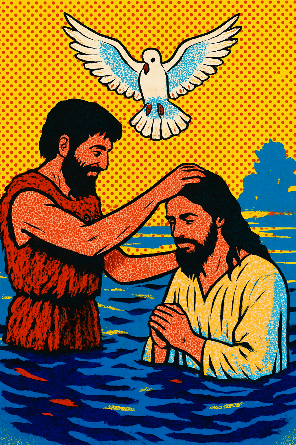 Jesus Baptized - Pop Art - Scriptures Illustrated