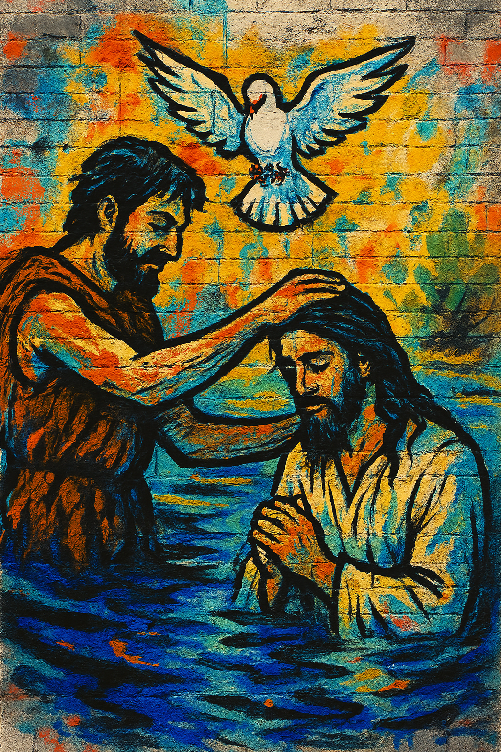 Jesus Baptized - Street Art - Scriptures Illustrated