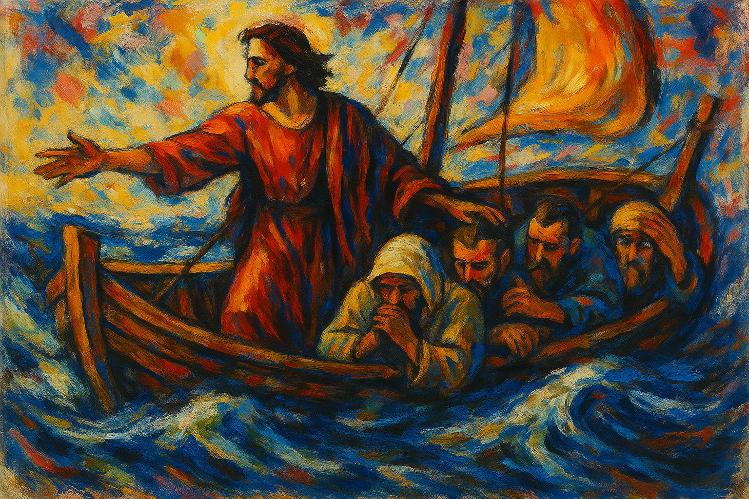 Jesus Calmed - Abstract Expressionism - Scriptures Illustrated