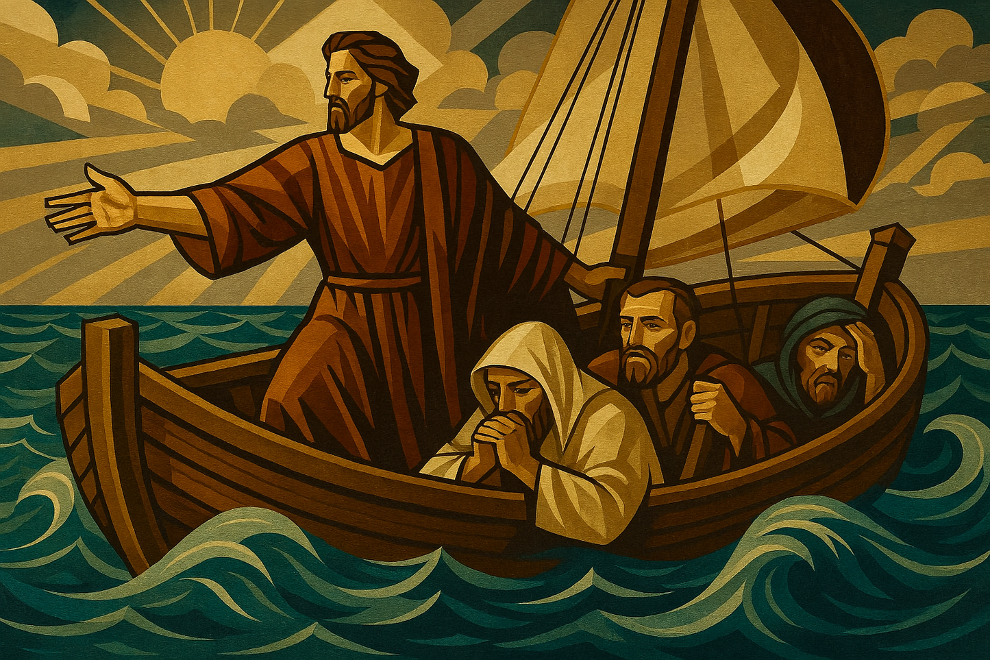 Jesus Calmed - Art Deco - Scriptures Illustrated