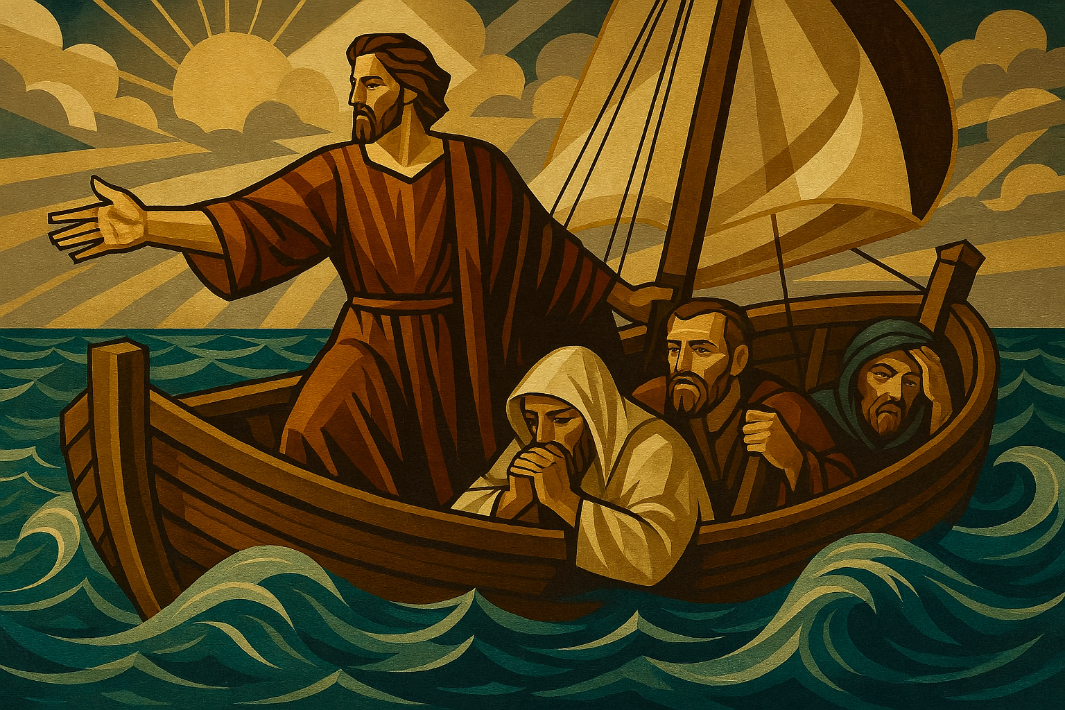 Jesus Calmed - Art Deco - Scriptures Illustrated