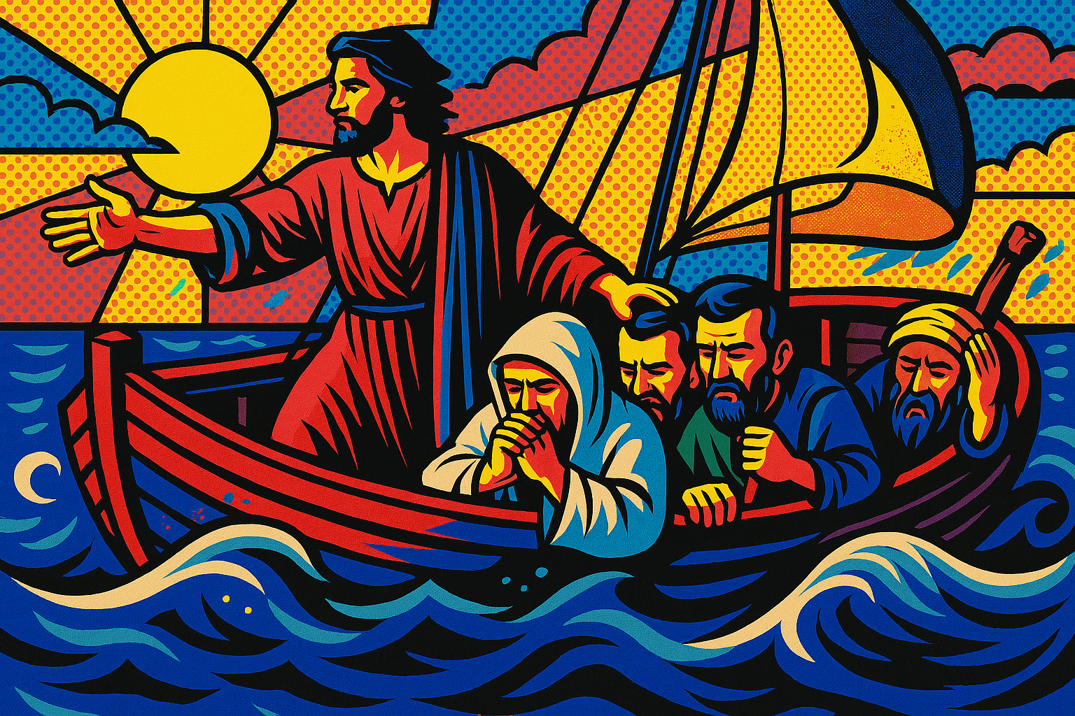 Jesus Calmed - Pop Art - Scriptures Illustrated