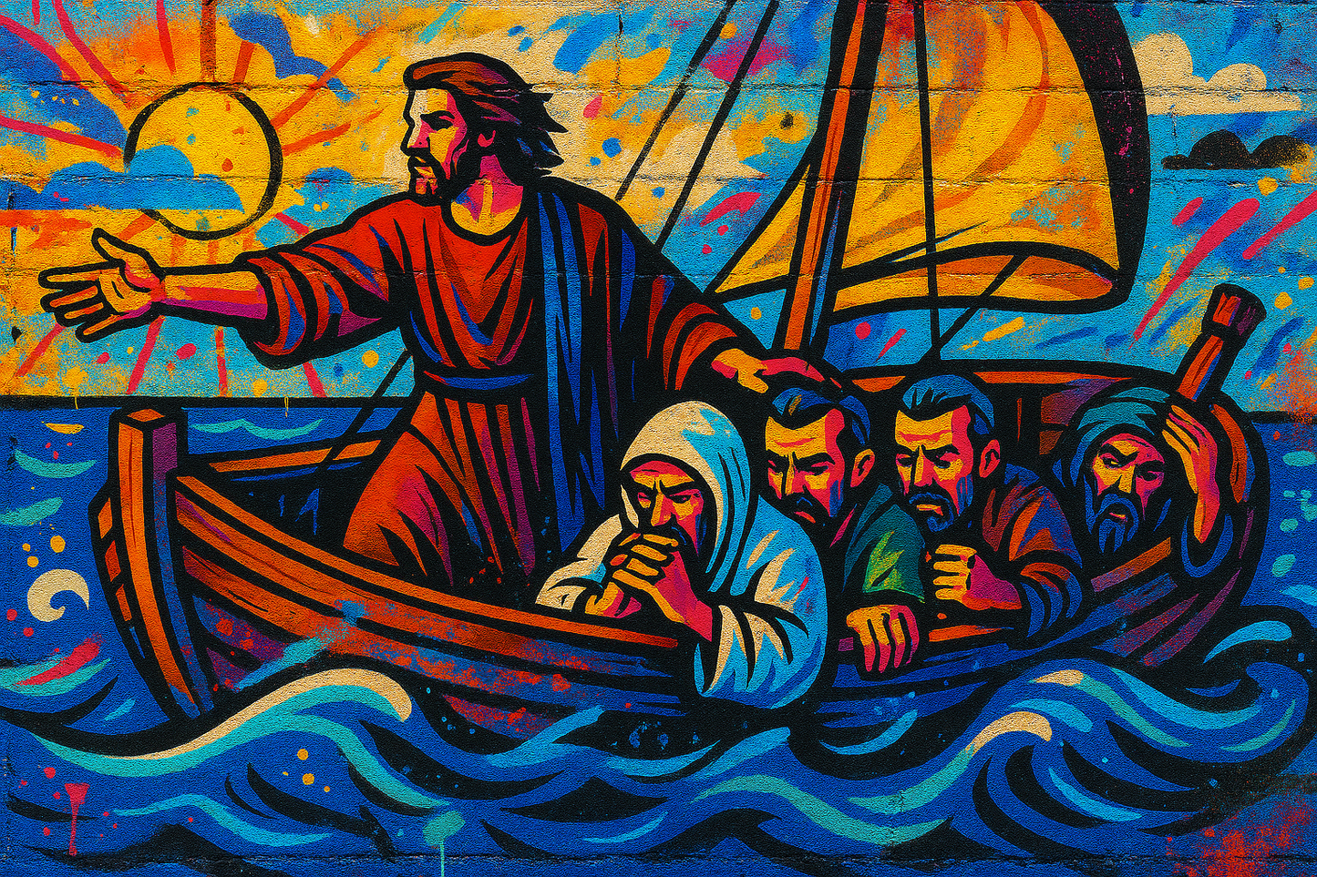 Jesus Calmed - Street Art - Scriptures Illustrated