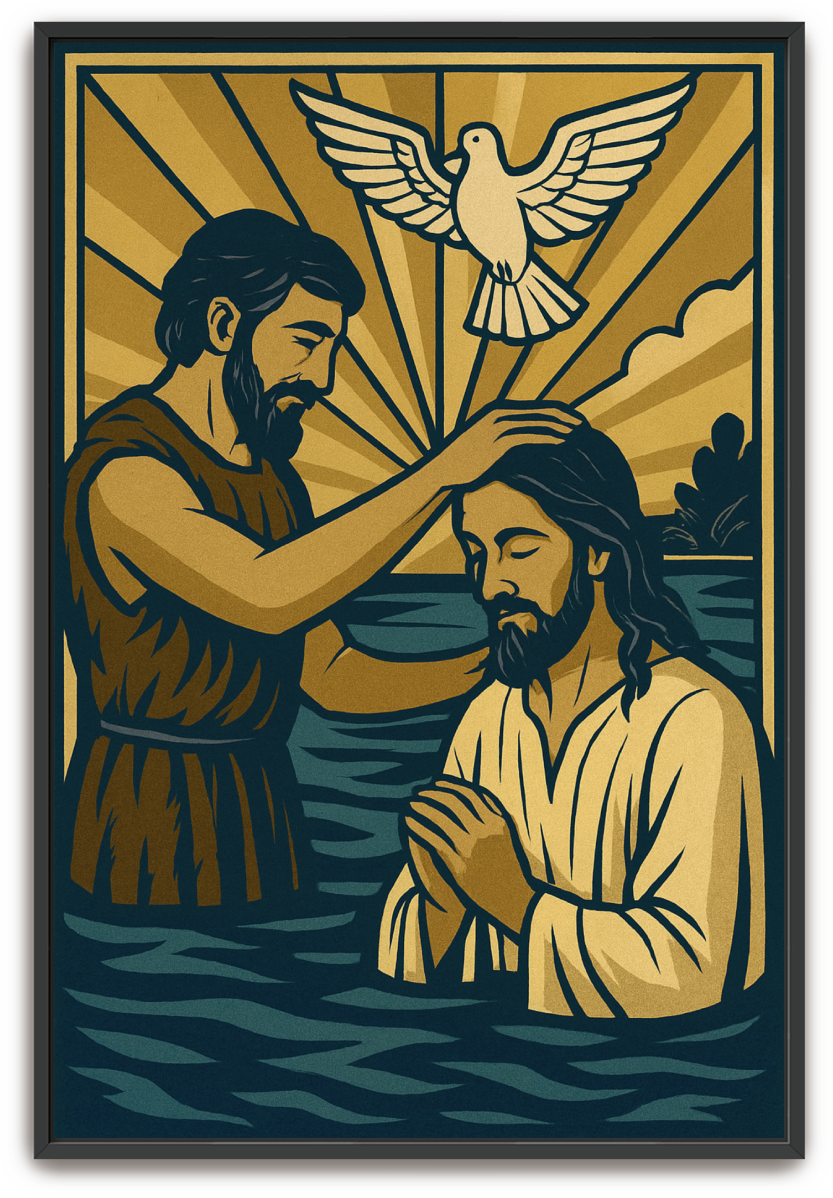 Jesus Baptized - Art Deco - Scriptures Illustrated