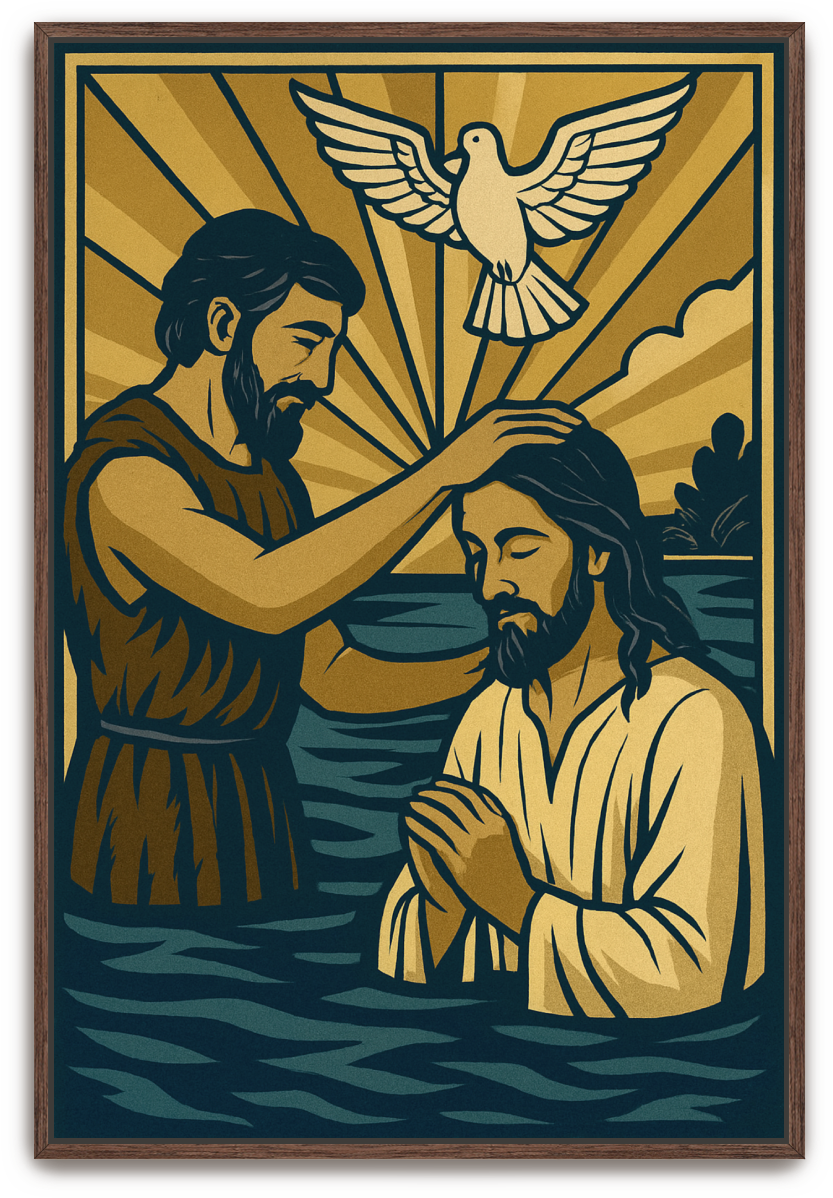 Jesus Baptized - Art Deco - Scriptures Illustrated