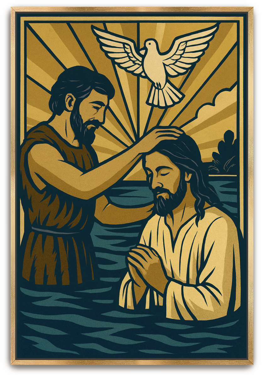 Jesus Baptized - Art Deco - Scriptures Illustrated