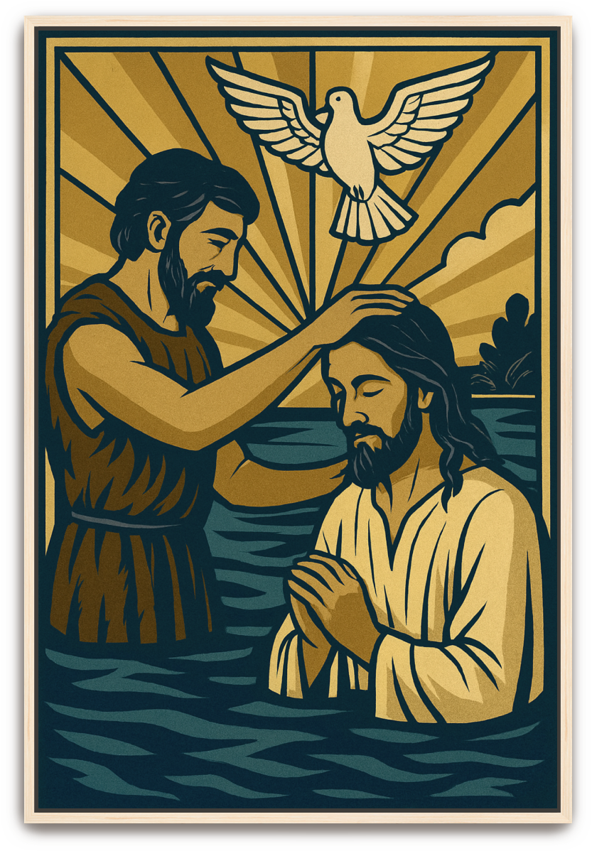 Jesus Baptized - Art Deco - Scriptures Illustrated