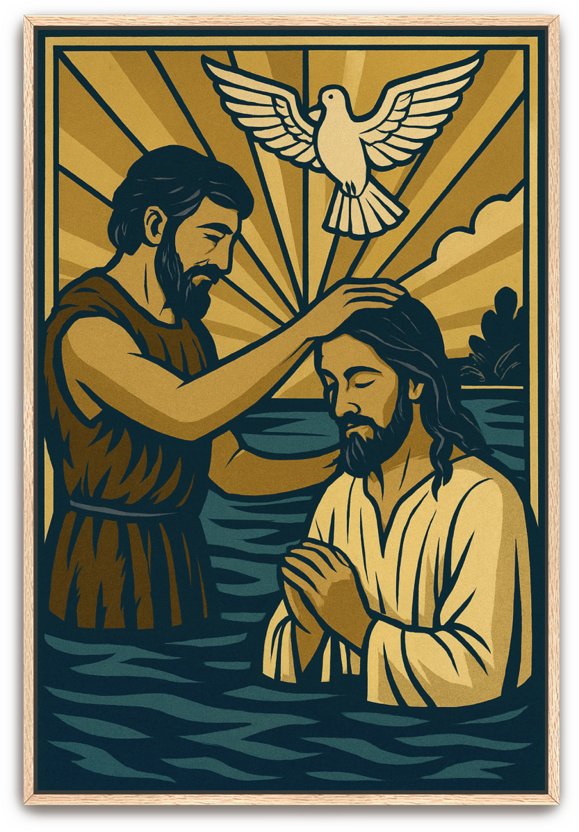 Jesus Baptized - Art Deco - Scriptures Illustrated
