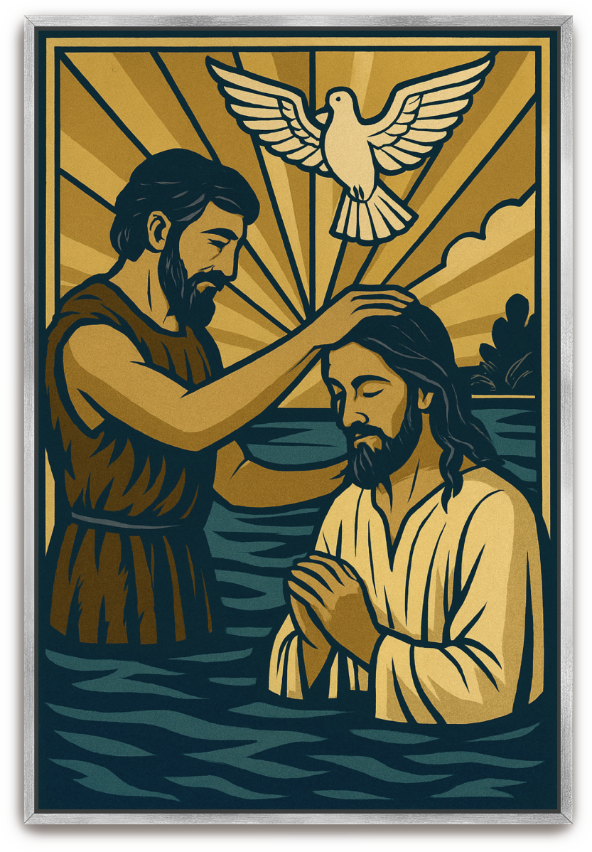 Jesus Baptized - Art Deco - Scriptures Illustrated