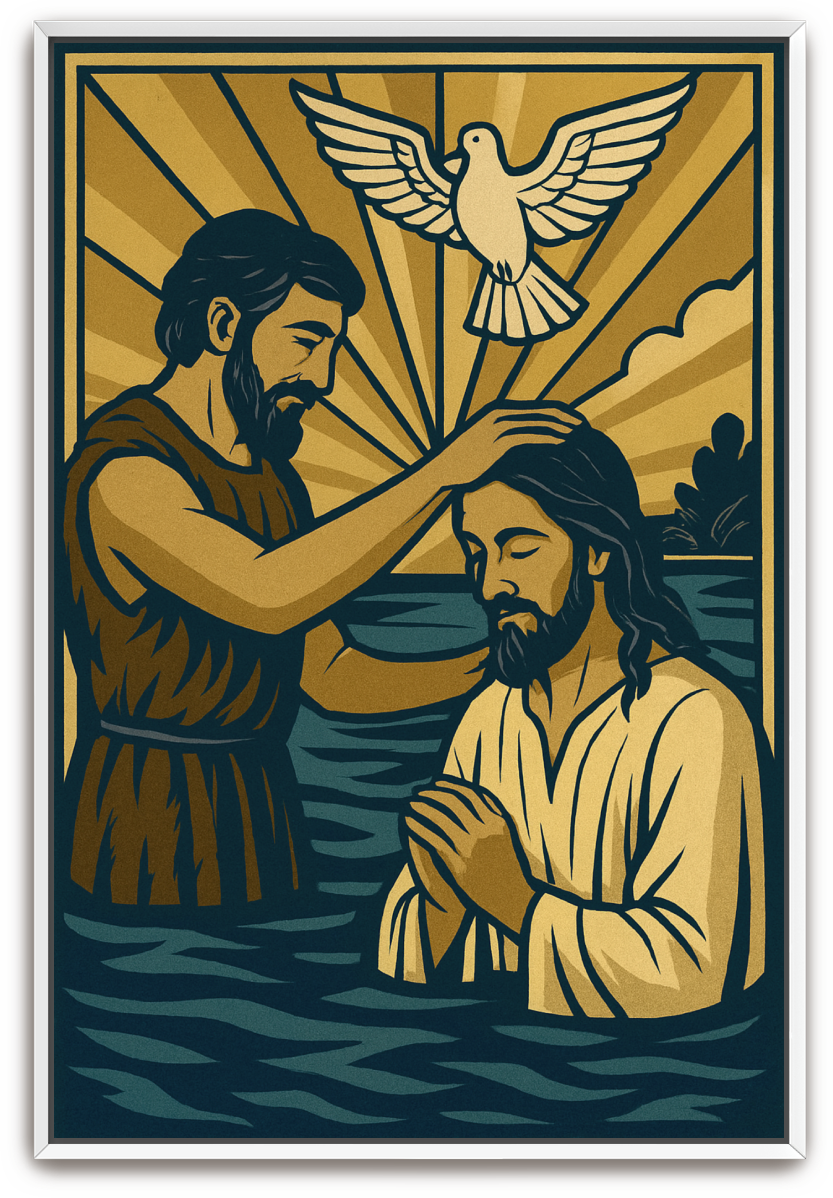 Jesus Baptized - Art Deco - Scriptures Illustrated