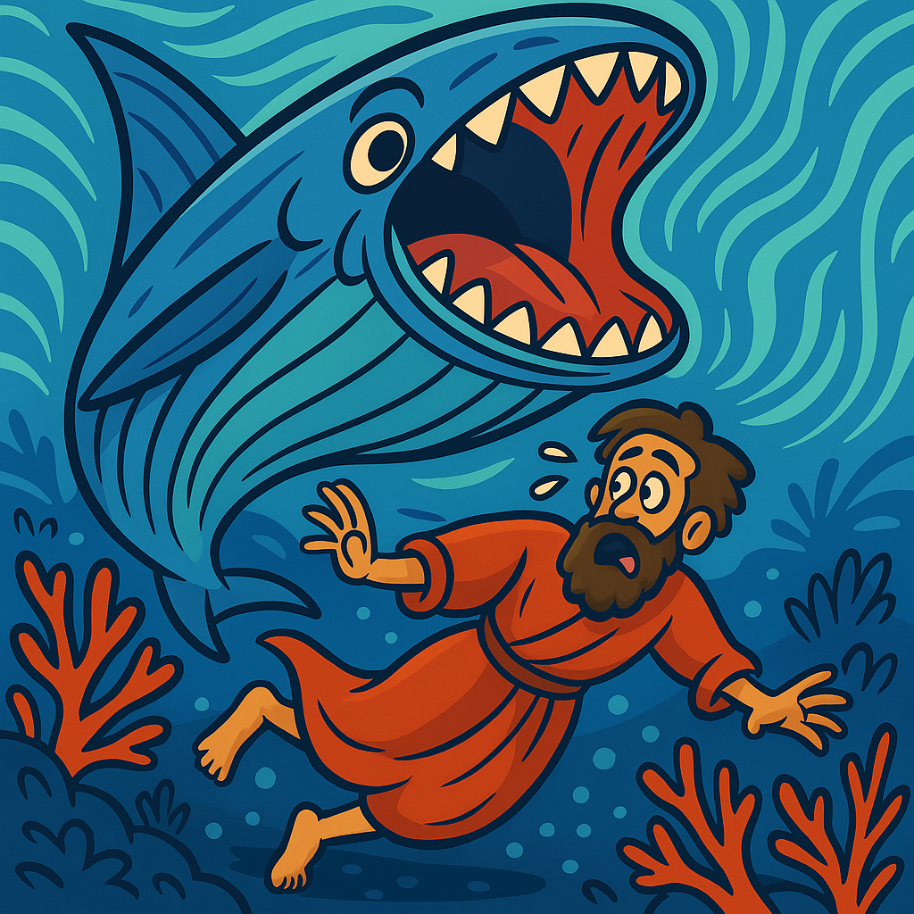 Jonah Pursued - Cartoon - Scriptures Illustrated