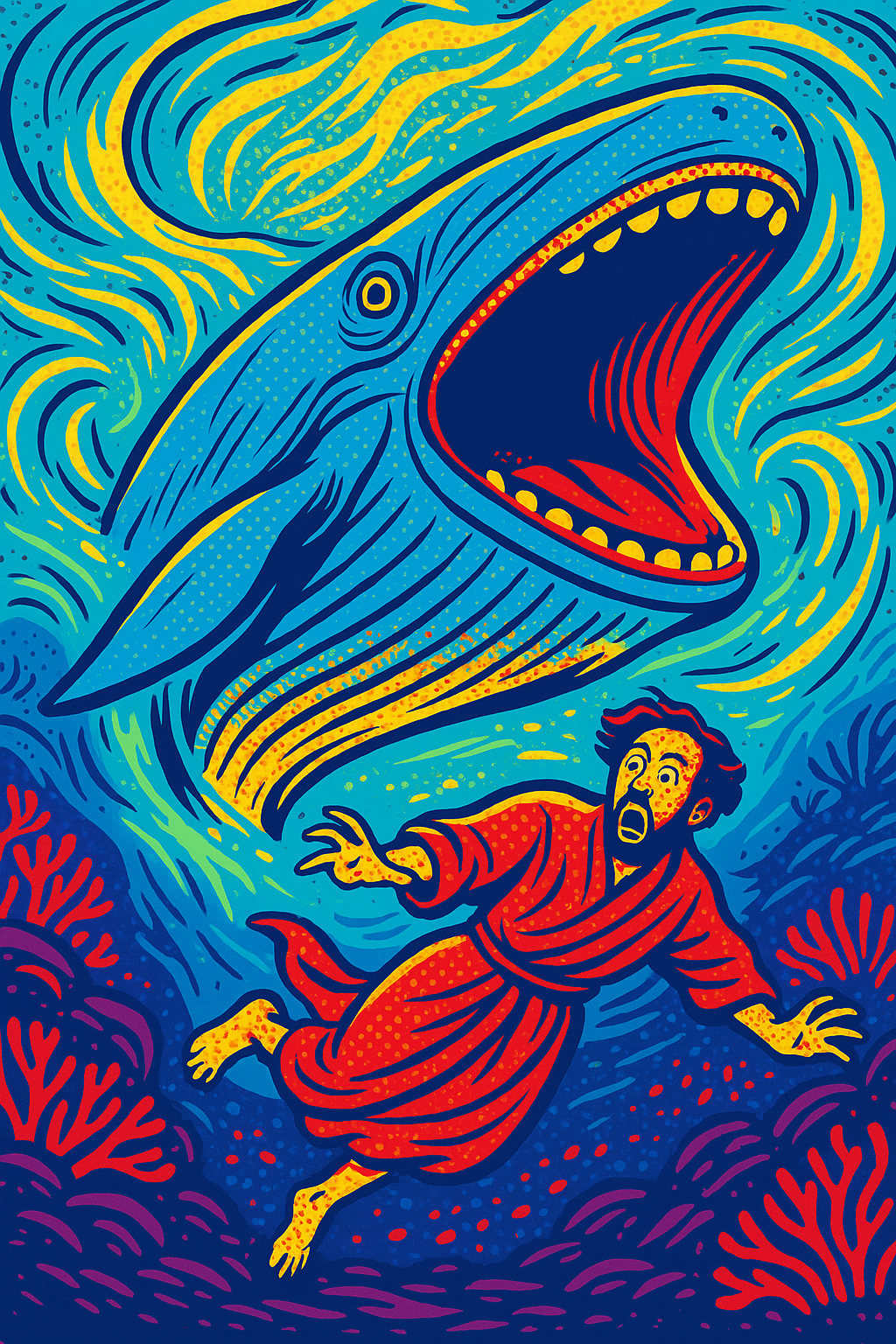 Jonah Pursued - Pop Art - Scriptures Illustrated