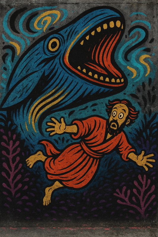 Jonah Pursued - Street Art - Scriptures Illustrated