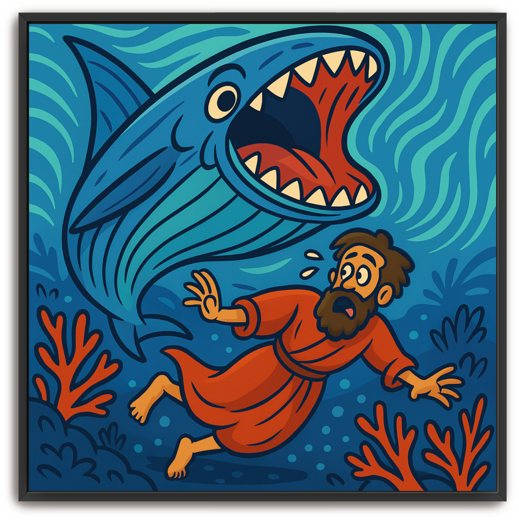 Jonah Pursued - Cartoon - Scriptures Illustrated