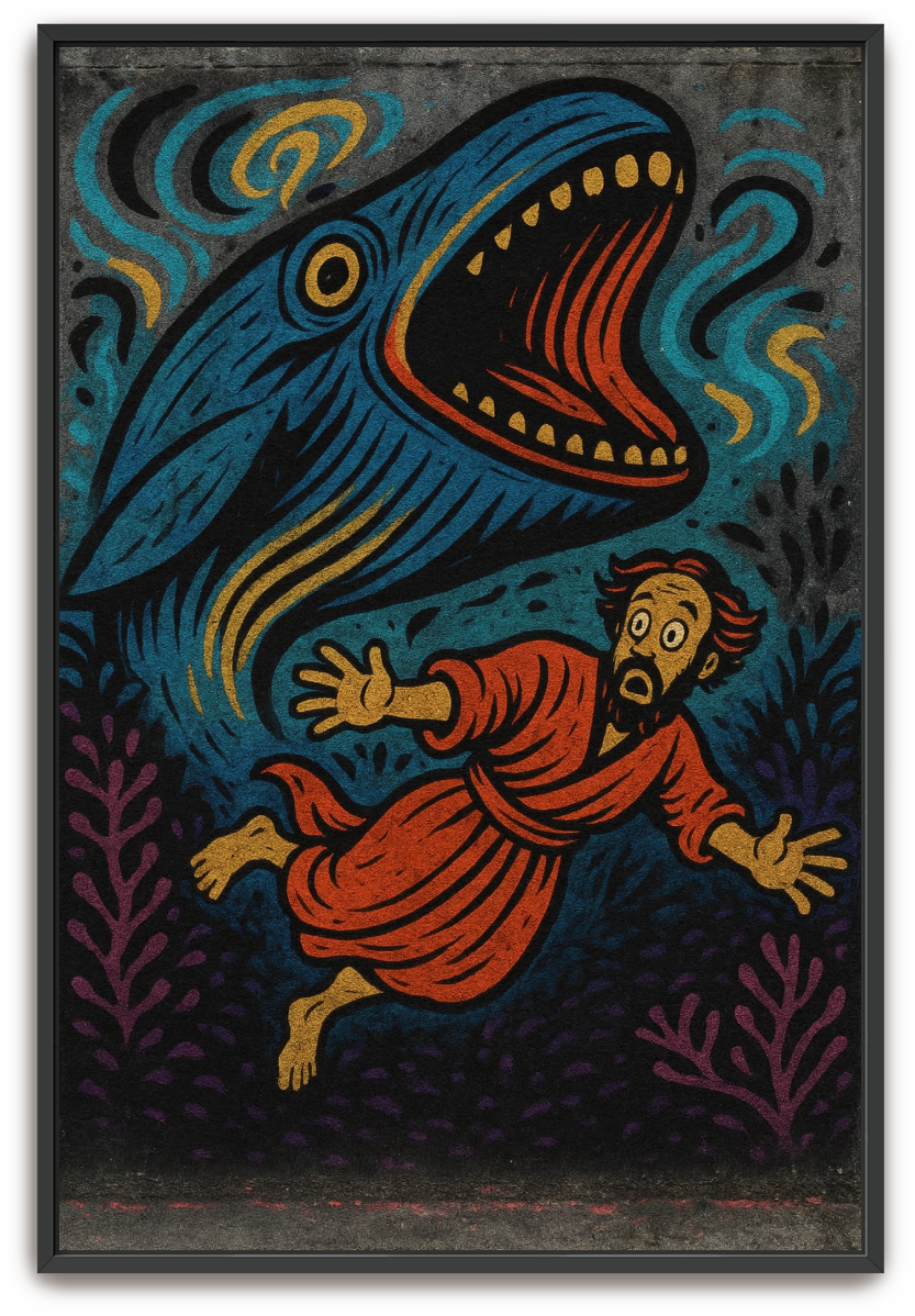 Jonah Pursued - Street Art - Scriptures Illustrated