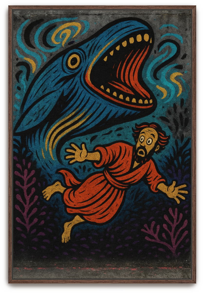 Jonah Pursued - Street Art - Scriptures Illustrated