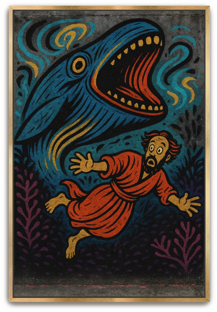 Jonah Pursued - Street Art - Scriptures Illustrated