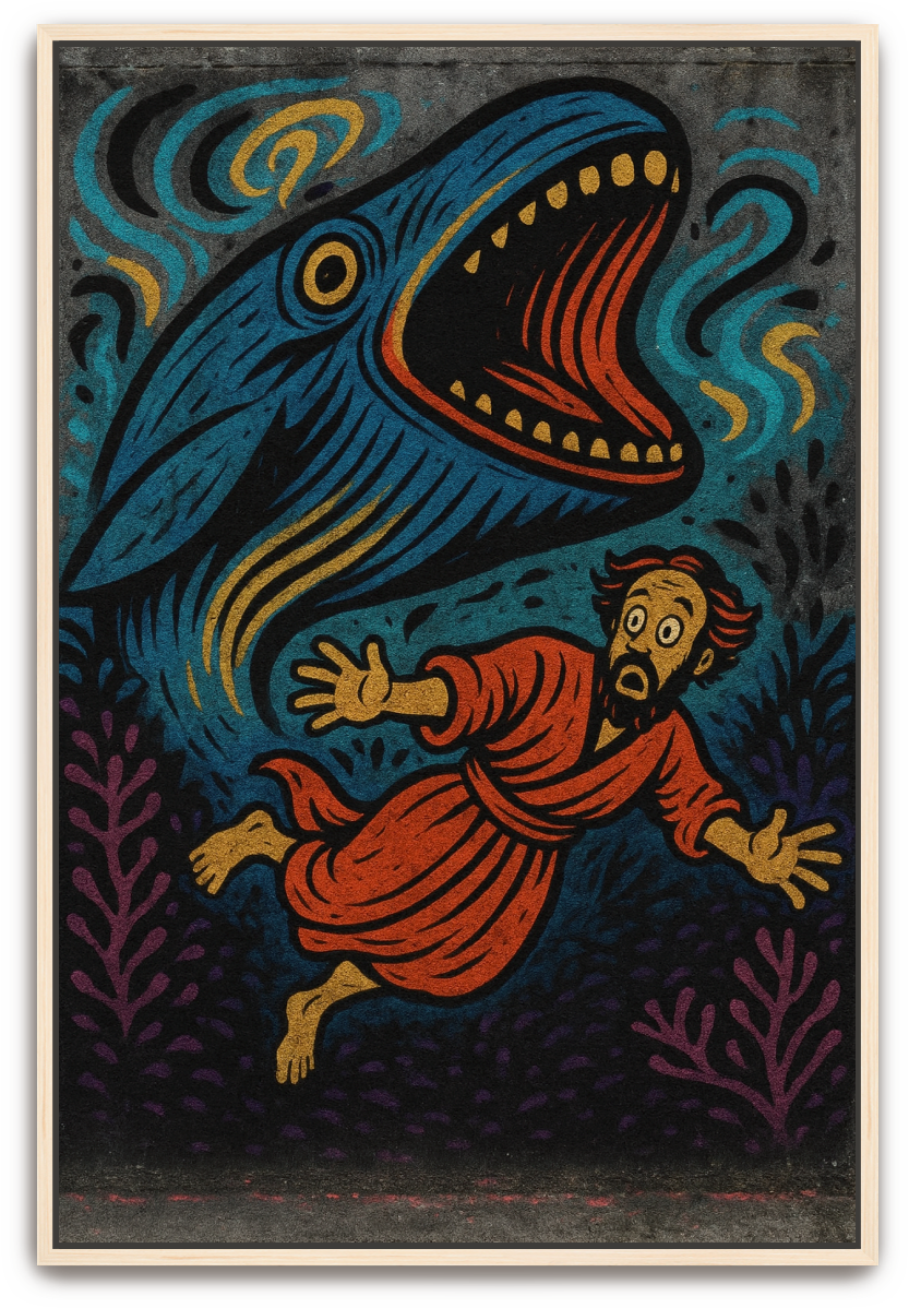 Jonah Pursued - Street Art - Scriptures Illustrated