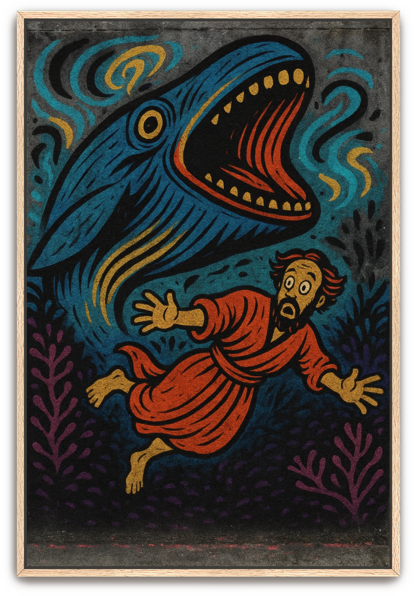 Jonah Pursued - Street Art - Scriptures Illustrated
