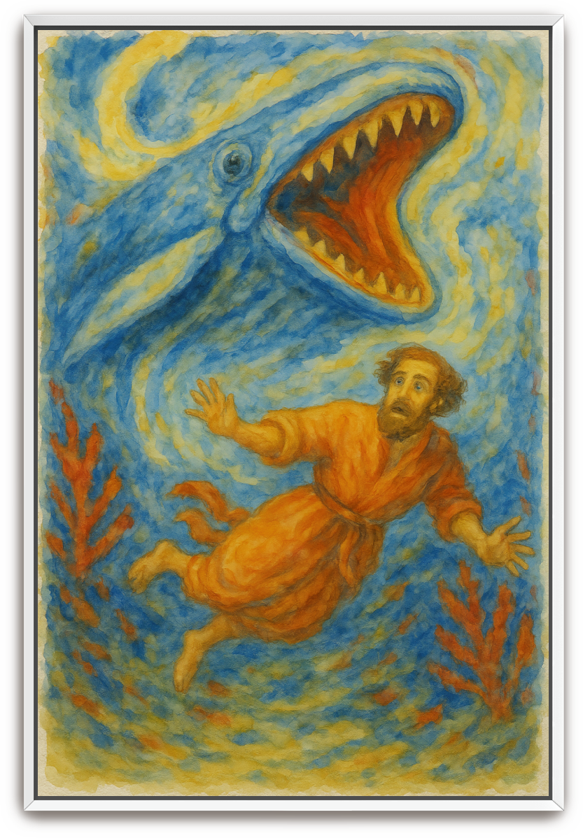 Jonah Pursued - Watercolor - Scriptures Illustrated