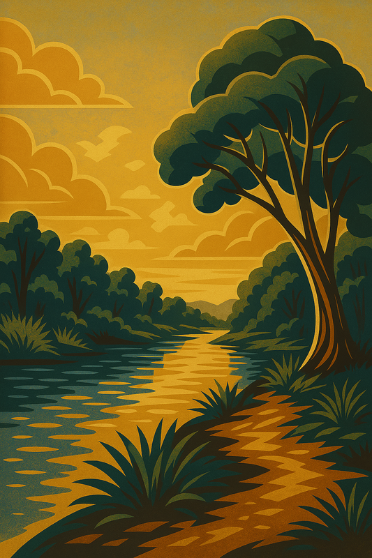 Jordan River - Art Deco - Scriptures Illustrated