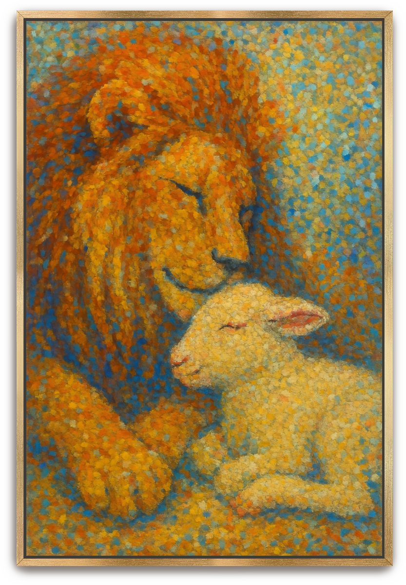 Lion and Lamb - Pointillism - Scriptures Illustrated