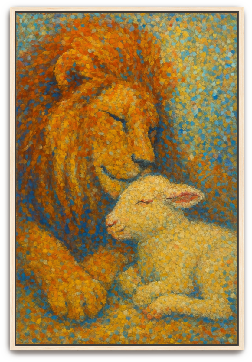 Lion and Lamb - Pointillism - Scriptures Illustrated