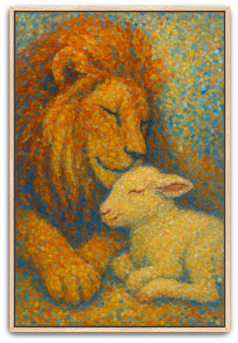 Lion and Lamb - Pointillism - Scriptures Illustrated