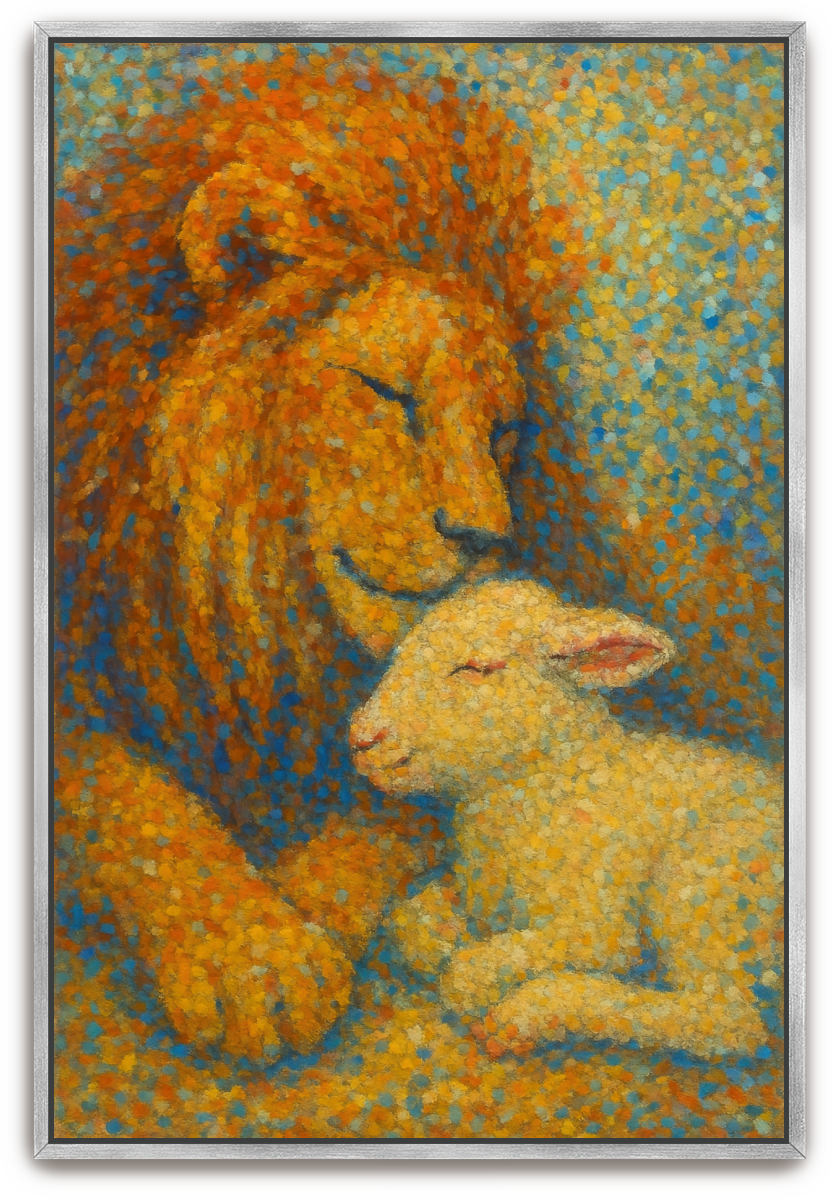 Lion and Lamb - Pointillism - Scriptures Illustrated