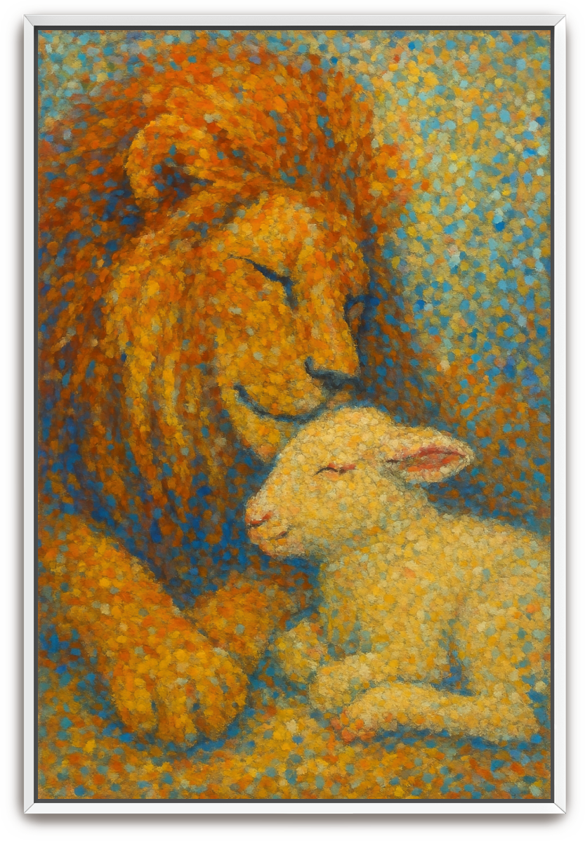 Lion and Lamb - Pointillism - Scriptures Illustrated
