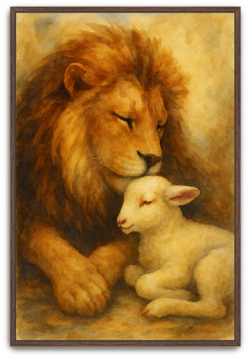 Lion and Lamb - Watercolor - Scriptures Illustrated