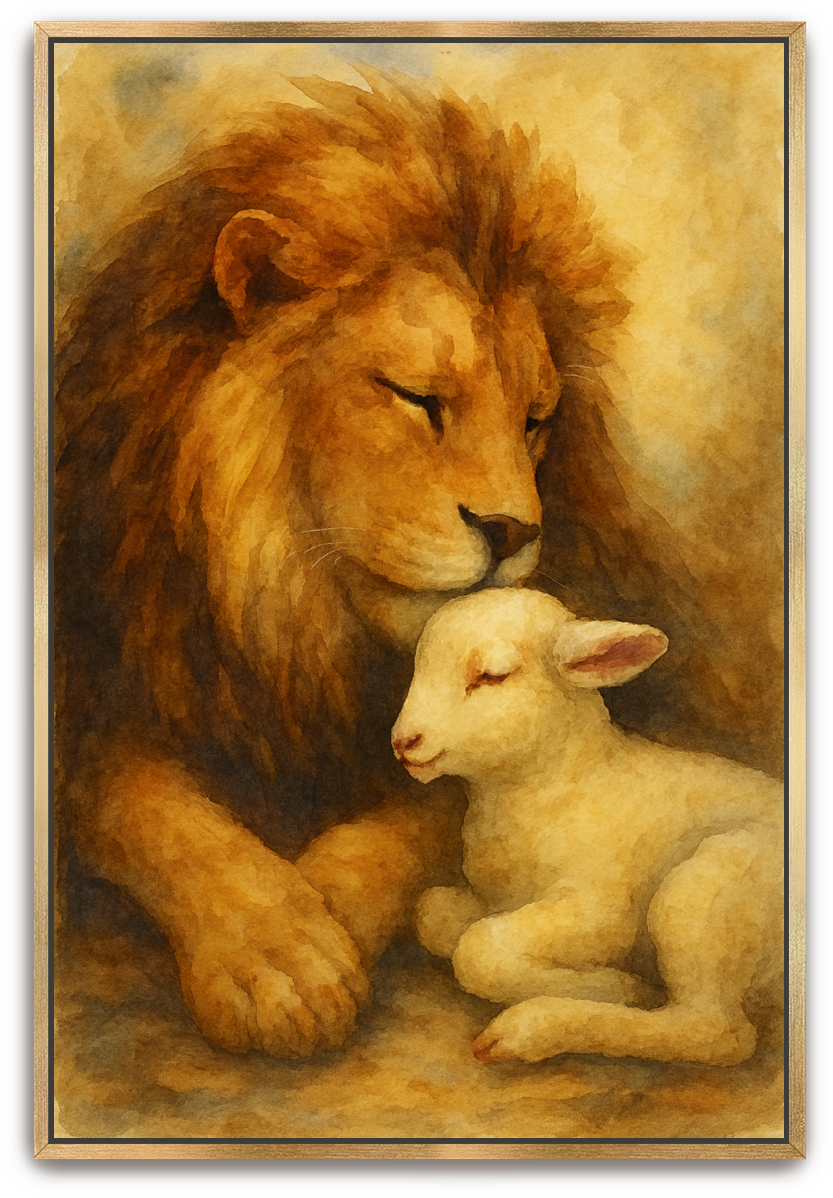 Lion and Lamb - Watercolor - Scriptures Illustrated
